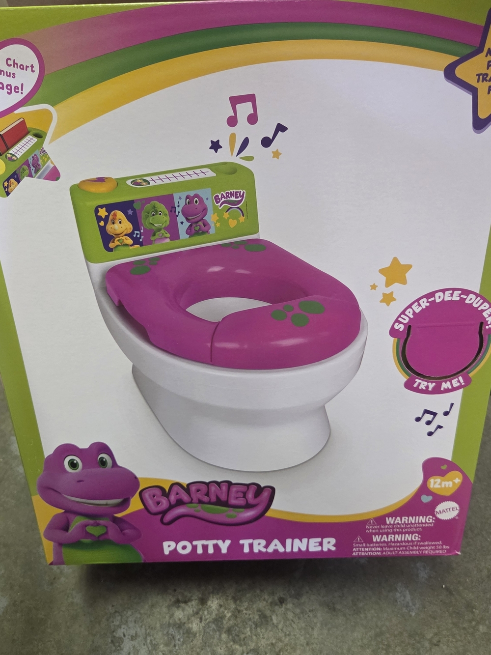 Barney Potty Trainer, Floor Potty Chair with Sounds, Removable Toilet Topper